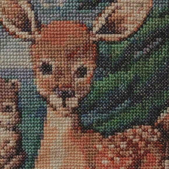 Vintage Cross Stitch Handmade Extra Large Framed Matted Intricate EUC Water Spot - Picture 3 of 10